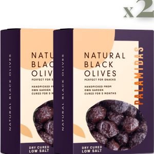 Palamidas Natuurlijke Zwarte Olijven - Zoutarm - 150 g x 2