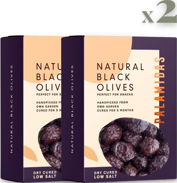 Palamidas Natuurlijke Zwarte Olijven - Zoutarm - 150 g x 2